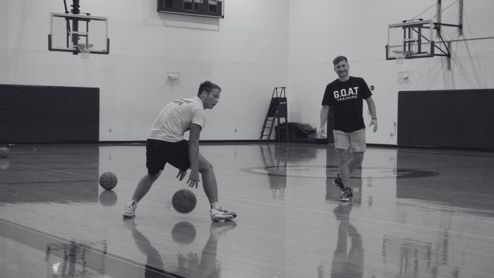One on one work in an empty gym